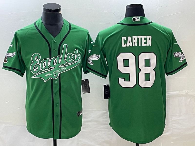 Men Philadelphia Eagles 98 Carter Green Co Branding Game NFL Jersey style 1